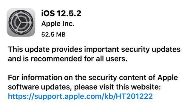 丹徒苹果手机维修分享iOS12.5.2发布，建议所有老苹果用户安装 